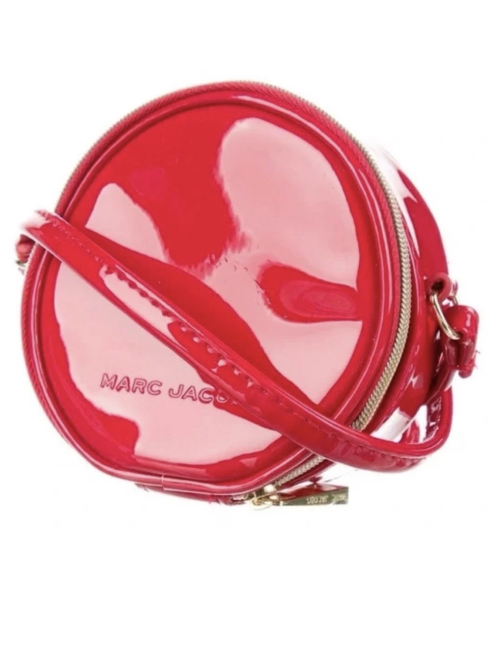 NWT MARC JACOBS Mini 4" Red Patent Leather Crossbody Round Circle Canteen Bag
